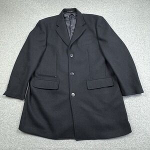 Calvin Klein Wool Blend Overcoat Mens 48R Herringbone Long Coat‎ Preppy Business